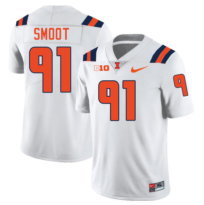 #91 Dawuane Smoot Illinois Fighting Illini Football Jersey,Uniforms-White